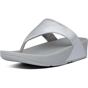 Women's Flip-Flop Thong Sandals Silver Leather Classic Comfort Slip On Shoes